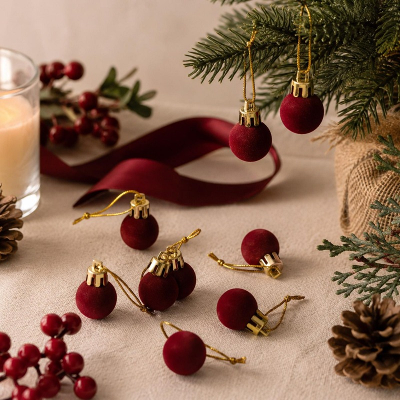 2cm Wine Red Velvet Christmas  - Home Decor Indonesia recension och pris