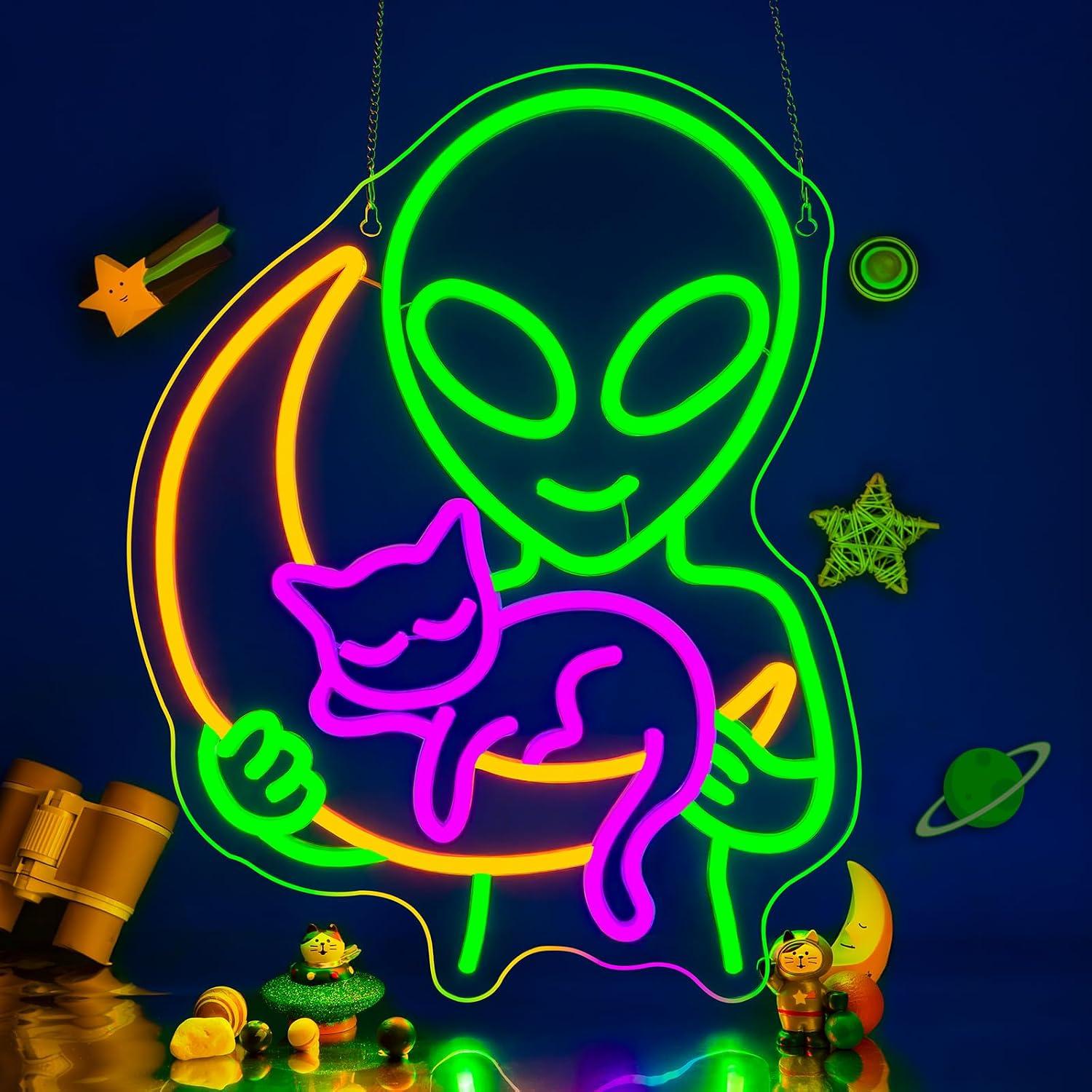 Alien Cat Neon Sign Sleepy Cat - Home Decor Theme recension och pris