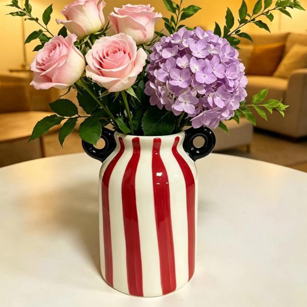Ceramic Striped Flower Vase wi - Pampas Grass Decor recension och pris